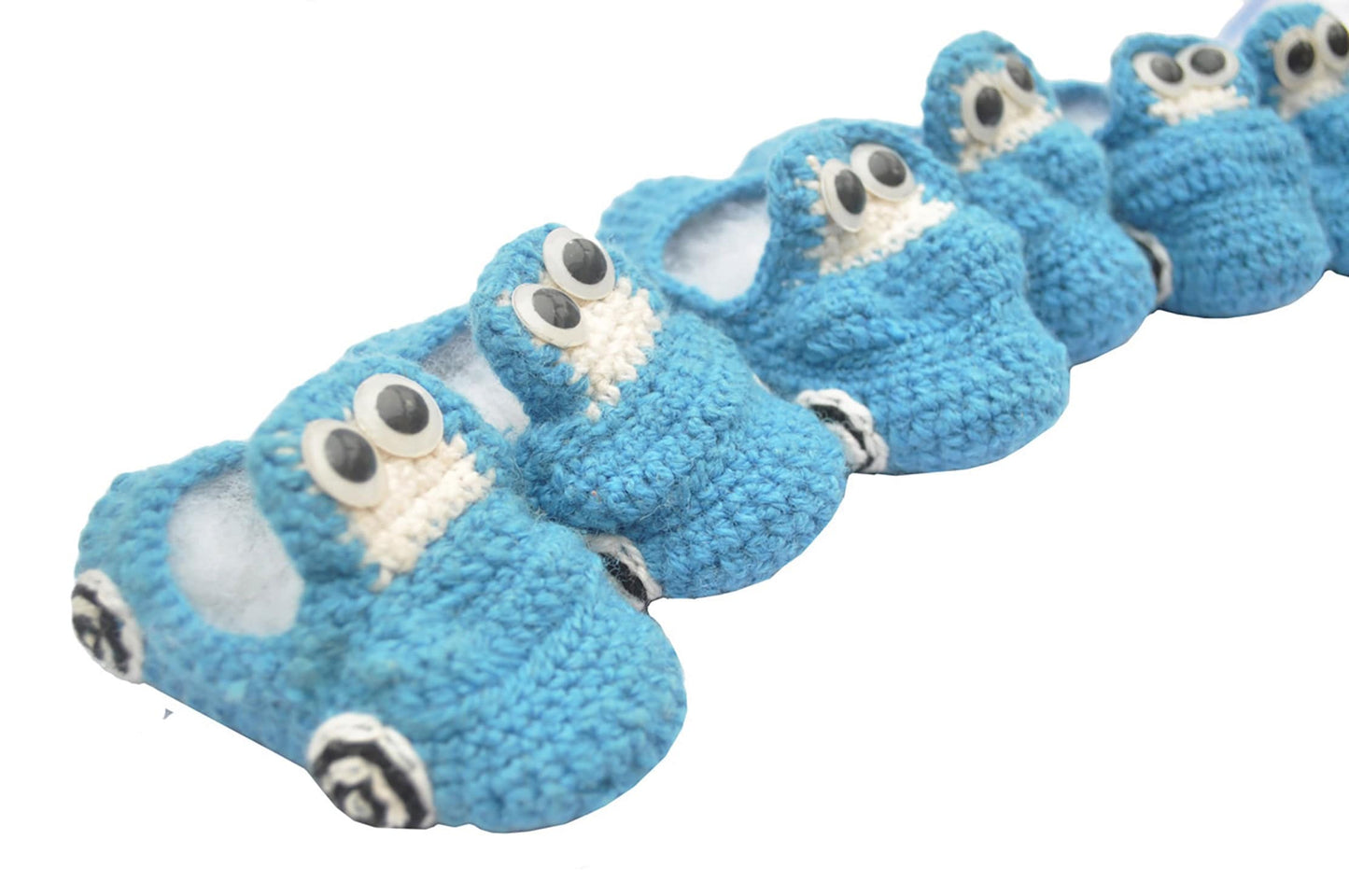 Hand Crocheted- Blue Car Shoes