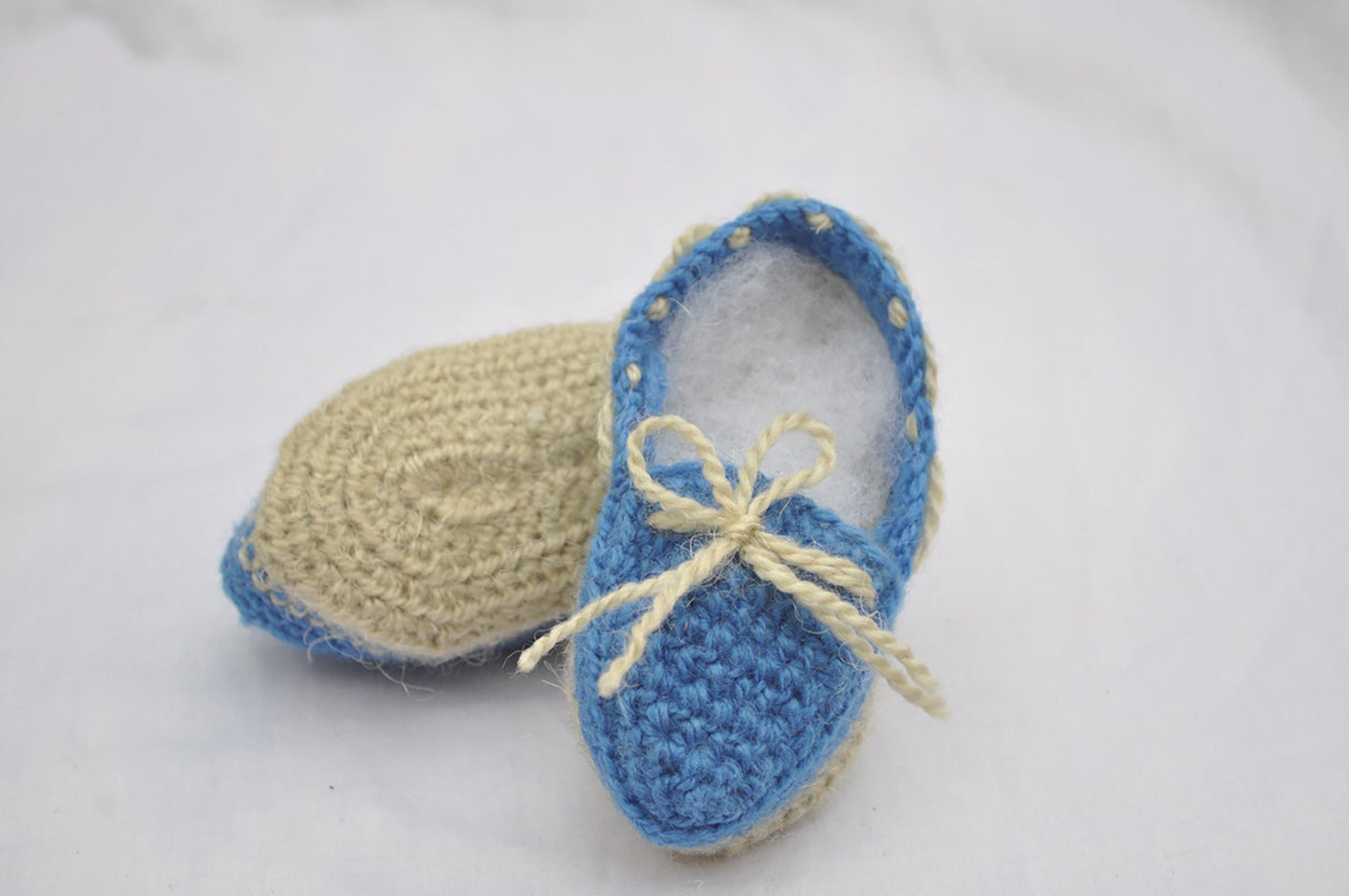 Hand Crocheted- Blue White Shoes