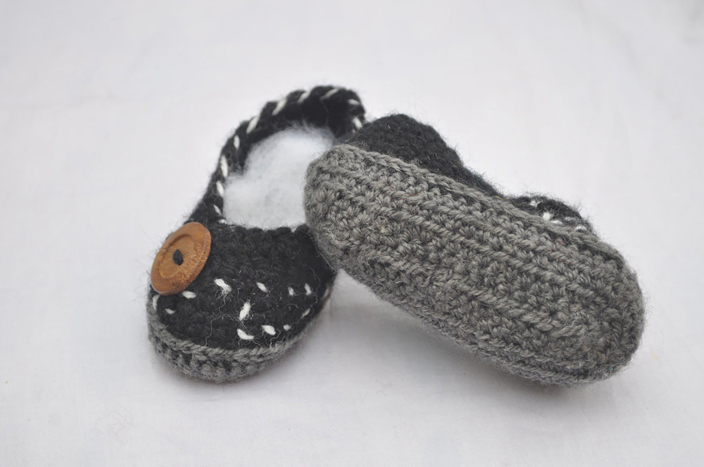 Hand Crocheted- Button Shoes