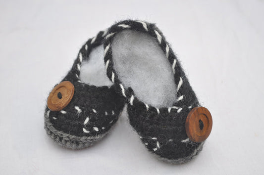 Hand Crocheted- Button Shoes