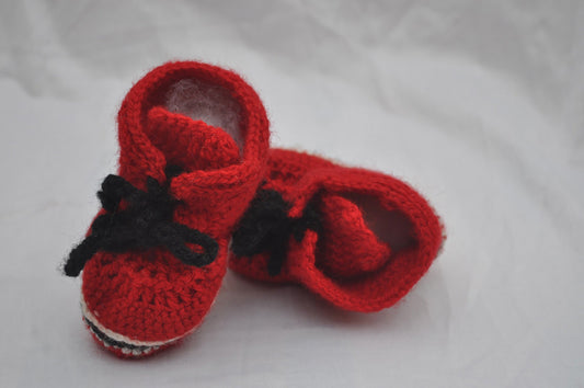 Hand Crocheted- Red Booties