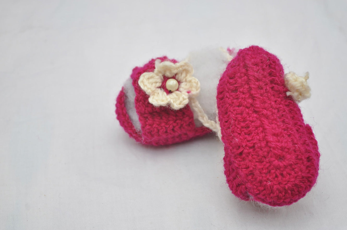 Hand Crocheted- Red Floral Shoes