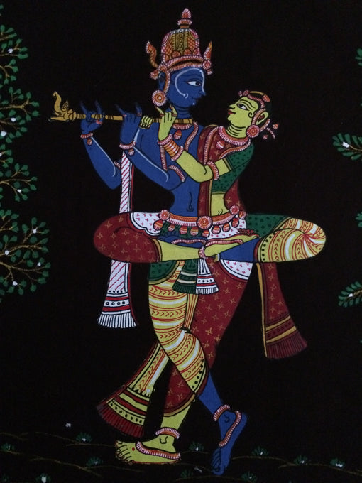 Étui pour ordinateur portable peint à la main Radhe Krishna Patta Chitra