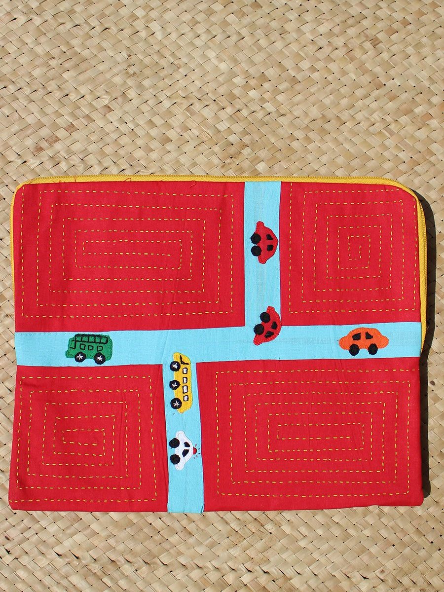 Square Handmade Laptop Case Red