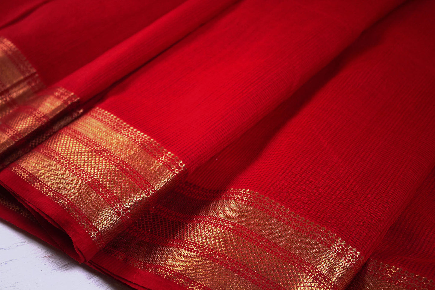 Red Maheshwari Handloom Sari