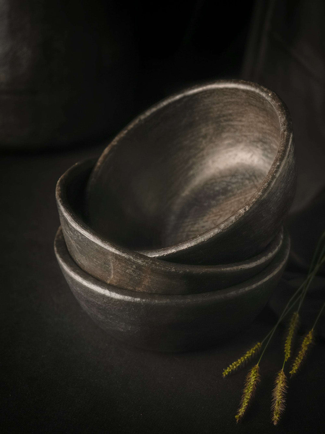 Longpi Black Pottery Round Stoneware Bowl