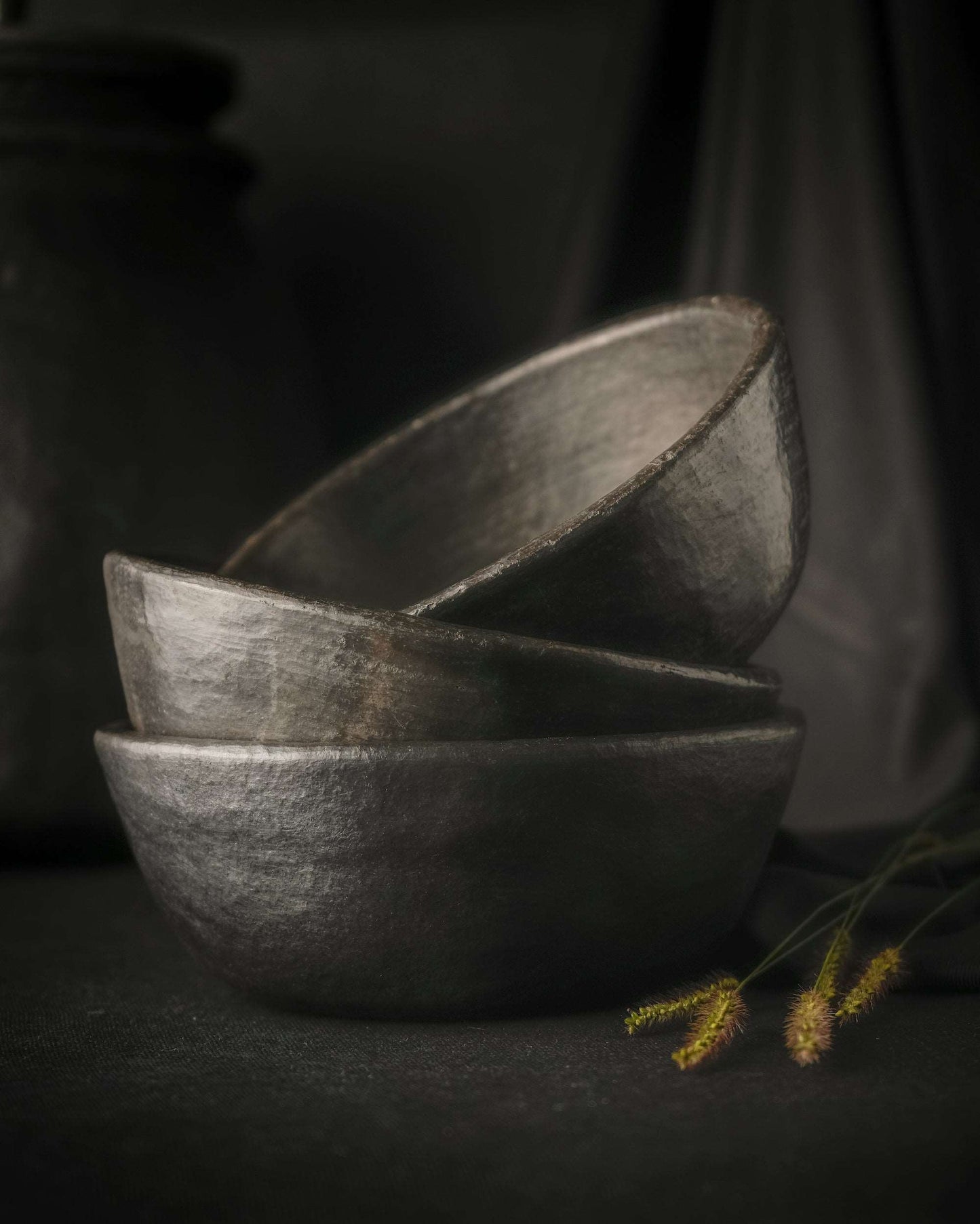 Longpi Black Pottery Round Stoneware Bowl
