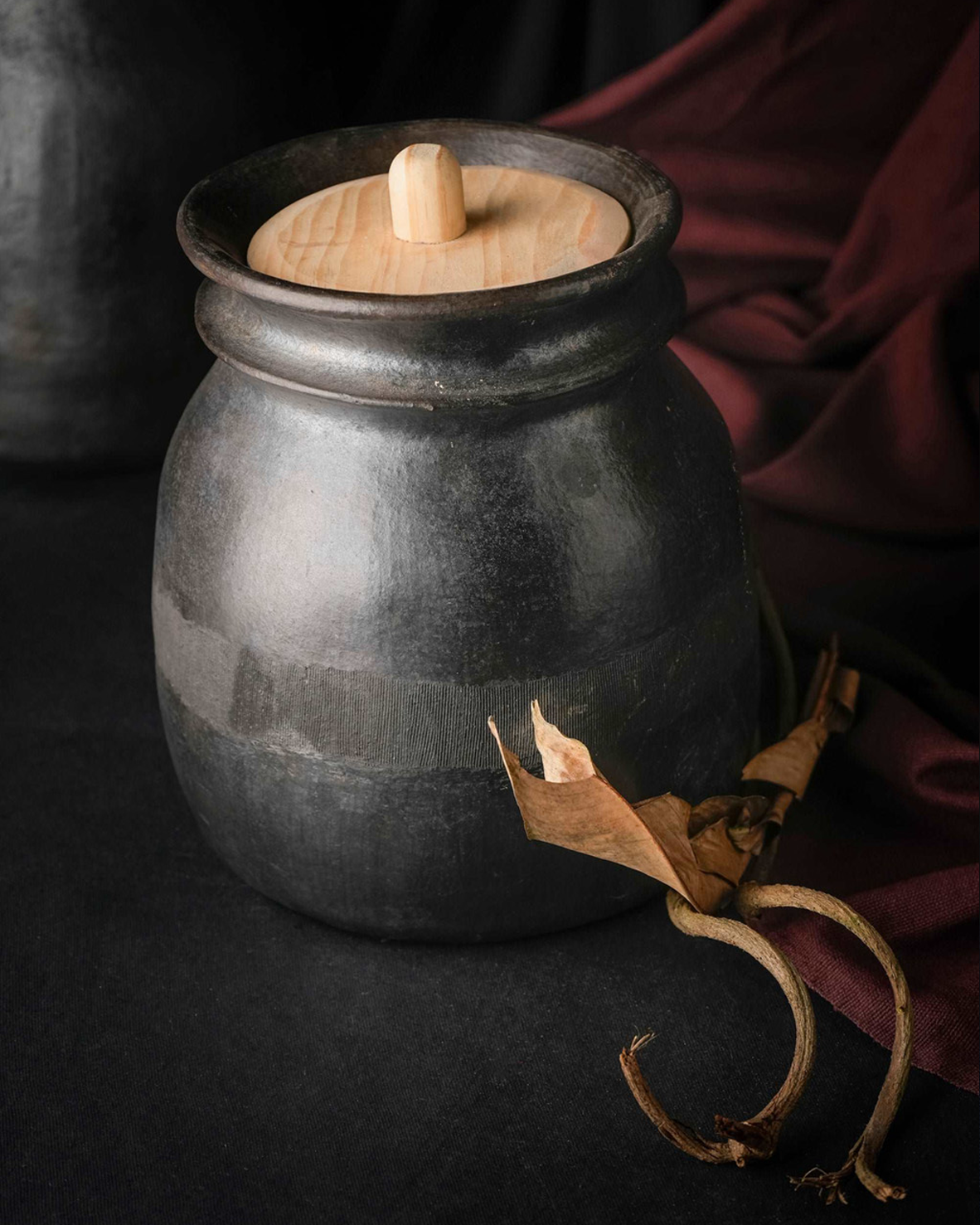 Pot de cornichon en grès de poterie noire Longpi - 8,7 L
