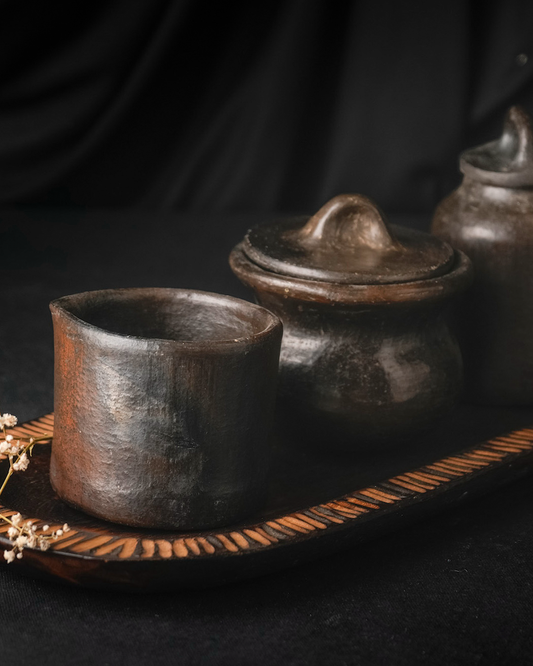 Longpi Black Pottery Tea time pot and server