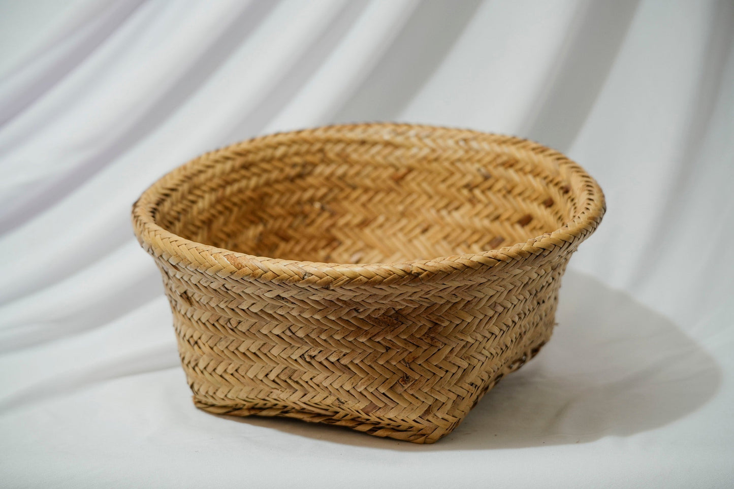 Bamboo Beige Grass Woven Basket
