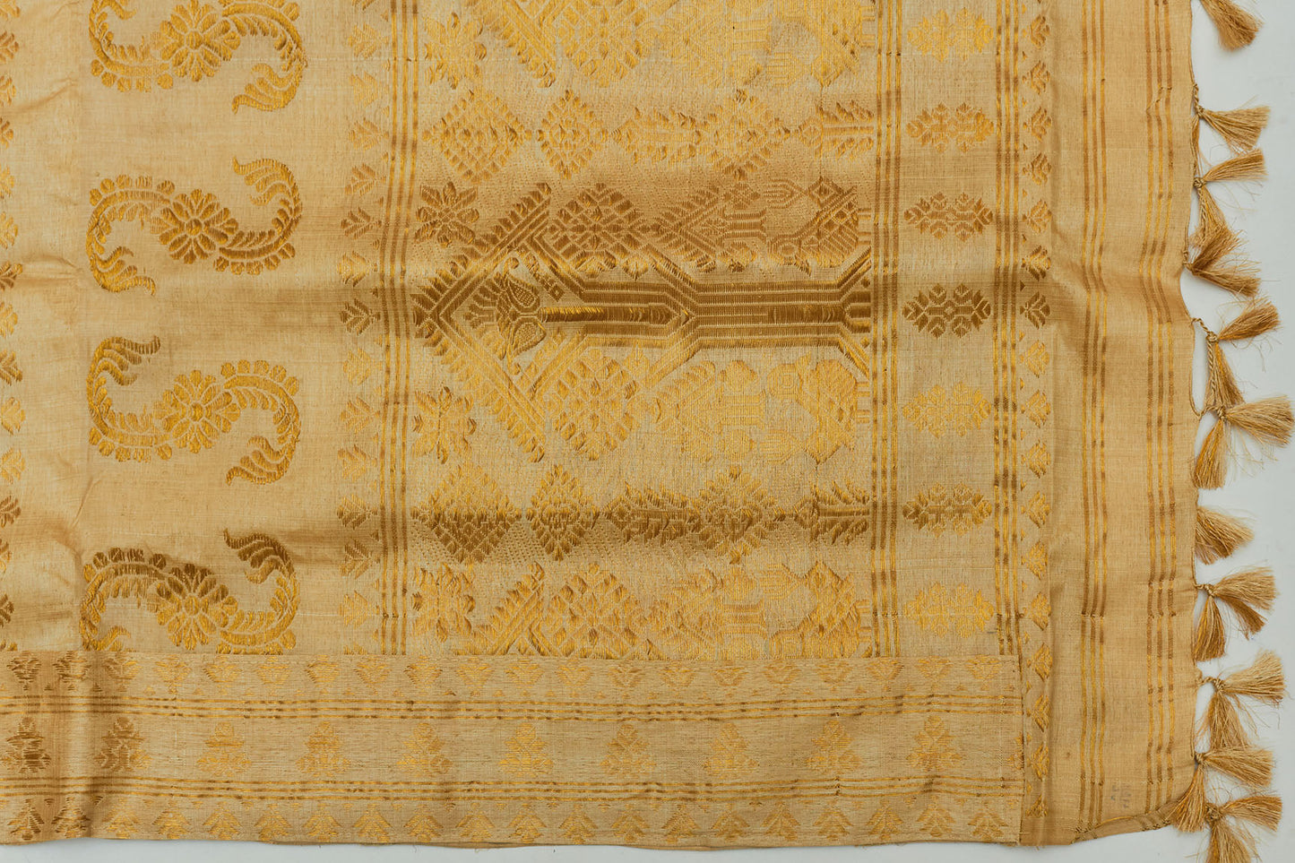 Bronze Assam Pat Muga Handloom Silk Sari (Made to order)