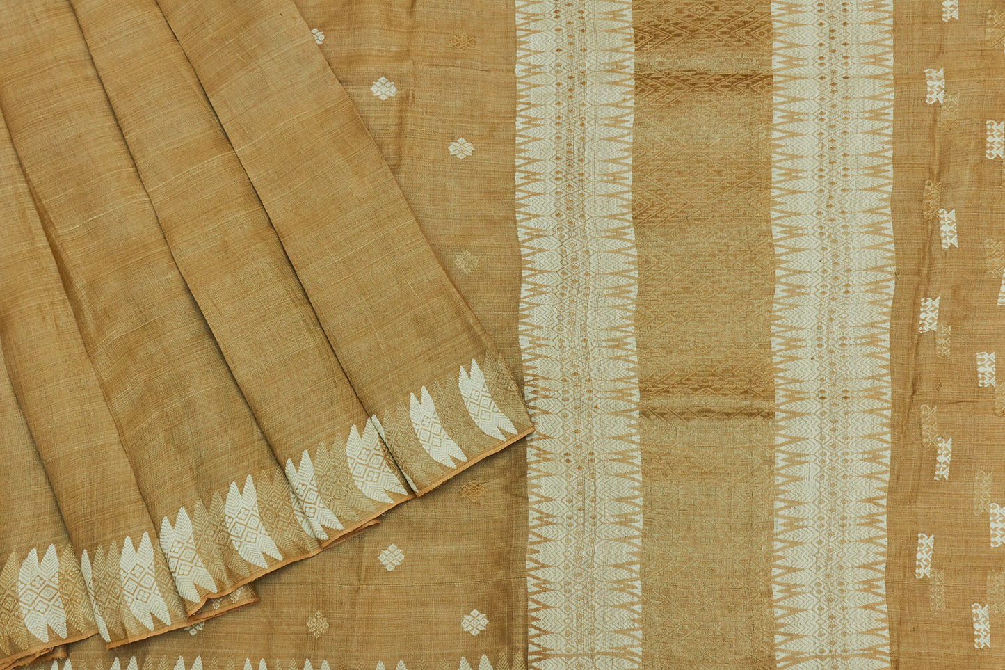 Gold & Ivory Assam Muga Handloom Silk Sari  (Made to order)