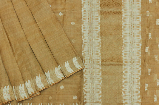 Gold & Ivory Assam Muga Handloom Silk Sari  (Made to order)