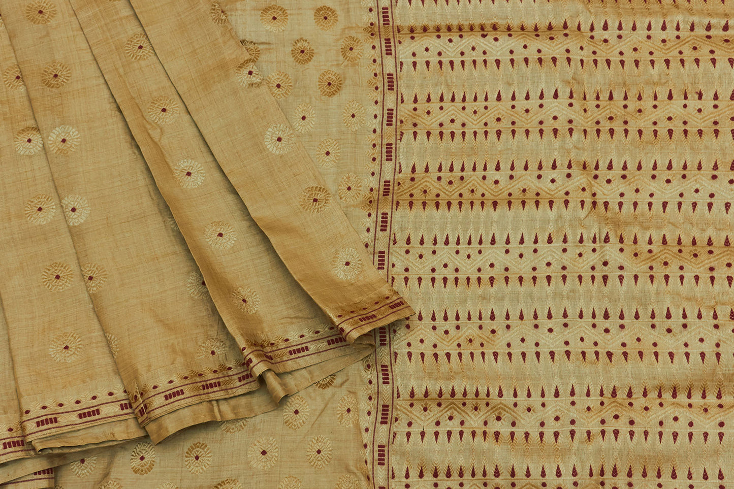 Golden Flower Assam Muga Handloom Silk Sari (Made to order) – Punarnawa ...