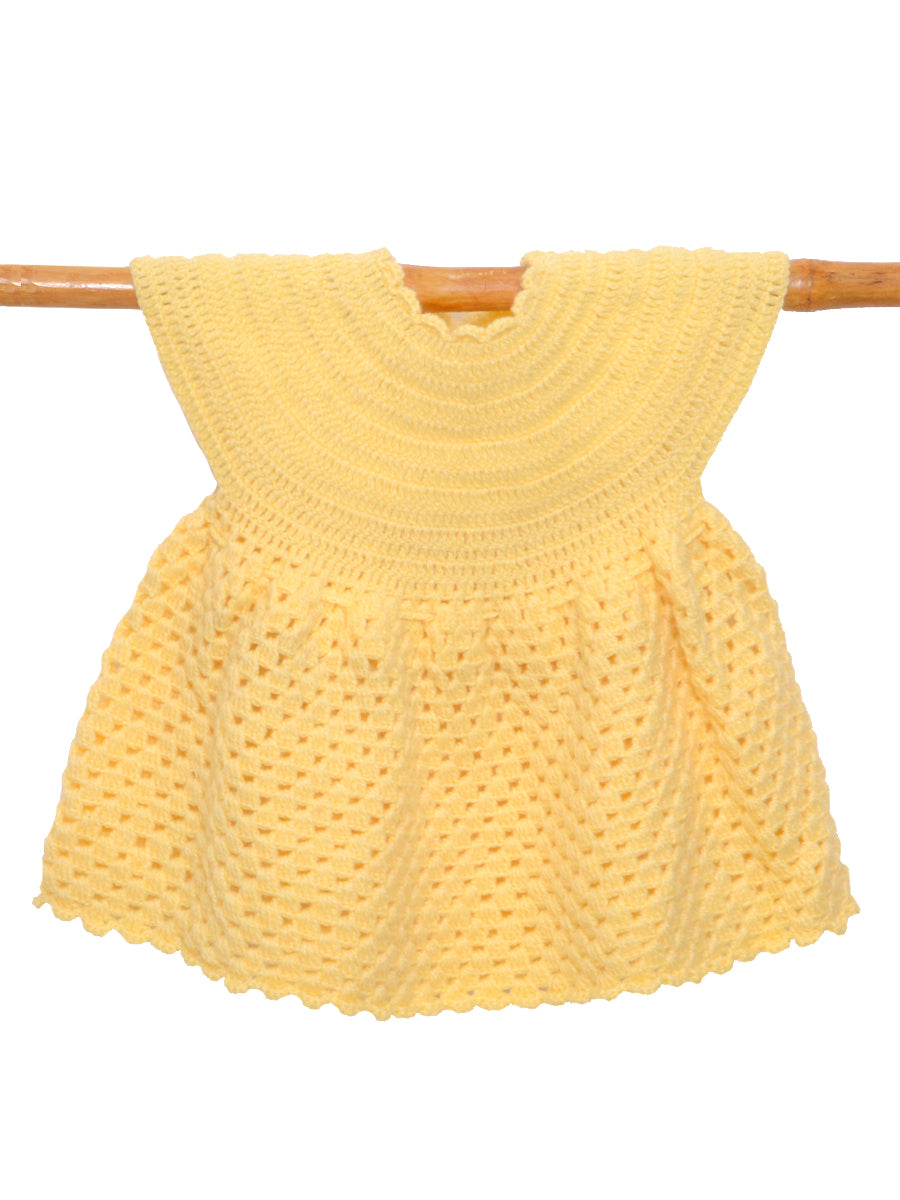 Hand Knitted Woollen Frock- Yellow