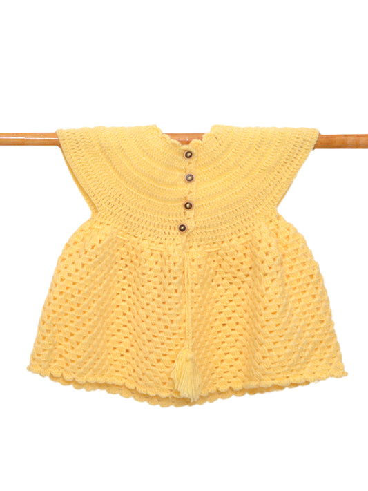 Hand Knitted Woollen Frock- Yellow